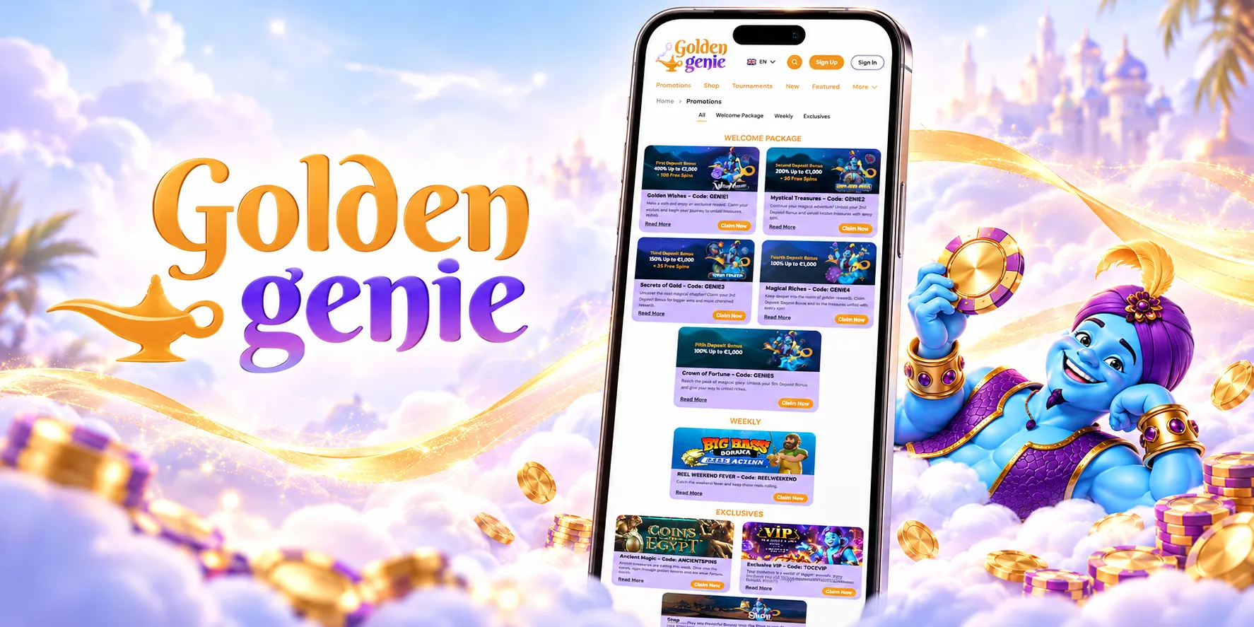 GoldenGenie Casino App Screenshot